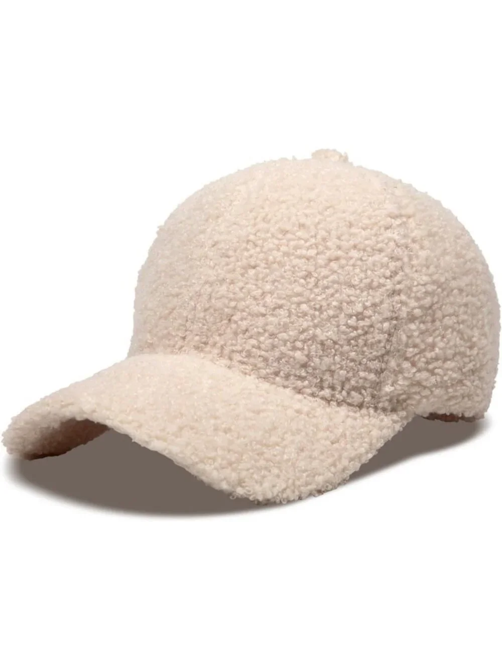 Cozy Unisex Winter Baseball Cap - Adjustable Solid Color Lamb Wool Hat